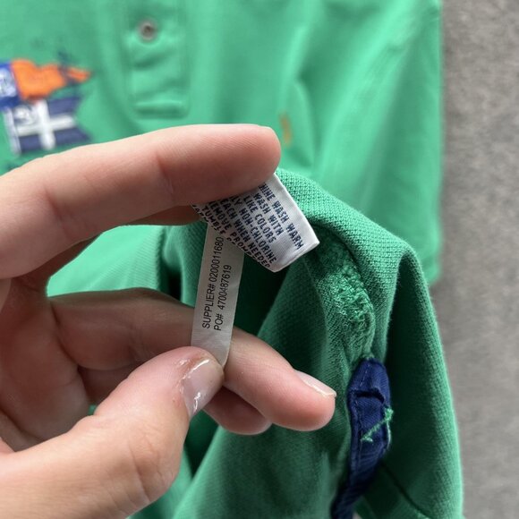 Polo Ralph Lauren Polo Shirt Mens Large Green Custom Flag Equestrian Embroidered - Picture 10 of 12